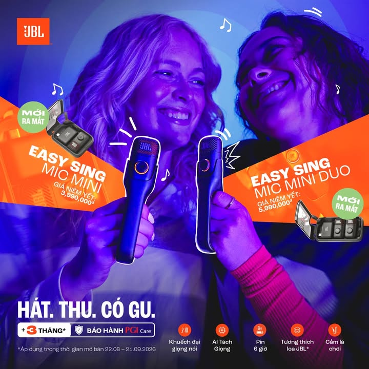 ????✨ HÁT. THU. CÓ GU — CHÍNH THỨC RA MẮT JBL EASYSING MIC MINI & MINI DUO! ???????? Dù là ca hát giải trí cùng hội bạn, thu âm podcast hay quay vlog sáng tạo nội dung, bộ đôi micro không dây thế hệ mới từ JBL sẽ giúp bạn tự tin tỏa sáng với chất âm chuyên nghiệp chuẩn “gu”! ???????? Điểm nhấn công nghệ nổi bật: ????️ AI Tách Giọng & Khuếch Đại Âm Thanh: Lọc tạp âm thông minh, làm nổi bật giọng hát và giọng nói rõ nét, nội lực. ???? Cắm là chơi (Plug & Play): Thiết lập siêu nhanh, tương thích hoàn hảo với hệ sinh thái loa JBL và các thiết bị di động. ???? Thời lượng pin đến 6 giờ: Thỏa sức ca hát, thu âm liên tục không lo đứt đoạn cảm xúc. ???? Hộp sạc nhỏ gọn: Thiết kế hiện đại, tiện lợi mang theo mọi buổi tiệc hay chuyến đi chơi xa. Giá niêm yết chính hãng: ????️ JBL EasySing Mic Mini (1 Micro): 3,990,000đ ????️????️ JBL EasySing Mic Mini Duo (2 Micro): 5,990,000đ ???? ƯU ĐÃI ĐẶC BIỆT ĐỢT MỞ BÁN: Tặng thêm +3 THÁNG bảo hành chính hãng PGI Care ????️ Áp dụng độc quyền từ 22.08 – 21.09.2026 ⚡ Hàng sẵn – Giao hàng nhanh toàn quốc. ???? Anh/chị nào ở TP HCM muốn trải nghiệm sản phẩm? ???? Liên hệ ngay Shop Cello để được tư vấn và giao tận nơi! ???? Inbox ngay cho Cello để được tư vấn thêm các sản phẩm nhé! ------------------------------- ©️Cello Technology ???? 13 Nguyễn Văn Tráng, Phường Bến Thành, Quận 1, TP.HCM ???? 0888054168 ???? www.cello.vn ???? support@cello.vn bình luận để Cello tư vấn chi tiết và báo giá ưu đãi nhất cho bạn
